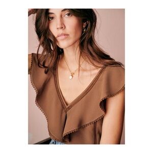 SEZANE Manette Blouse in Coffee size EU 40